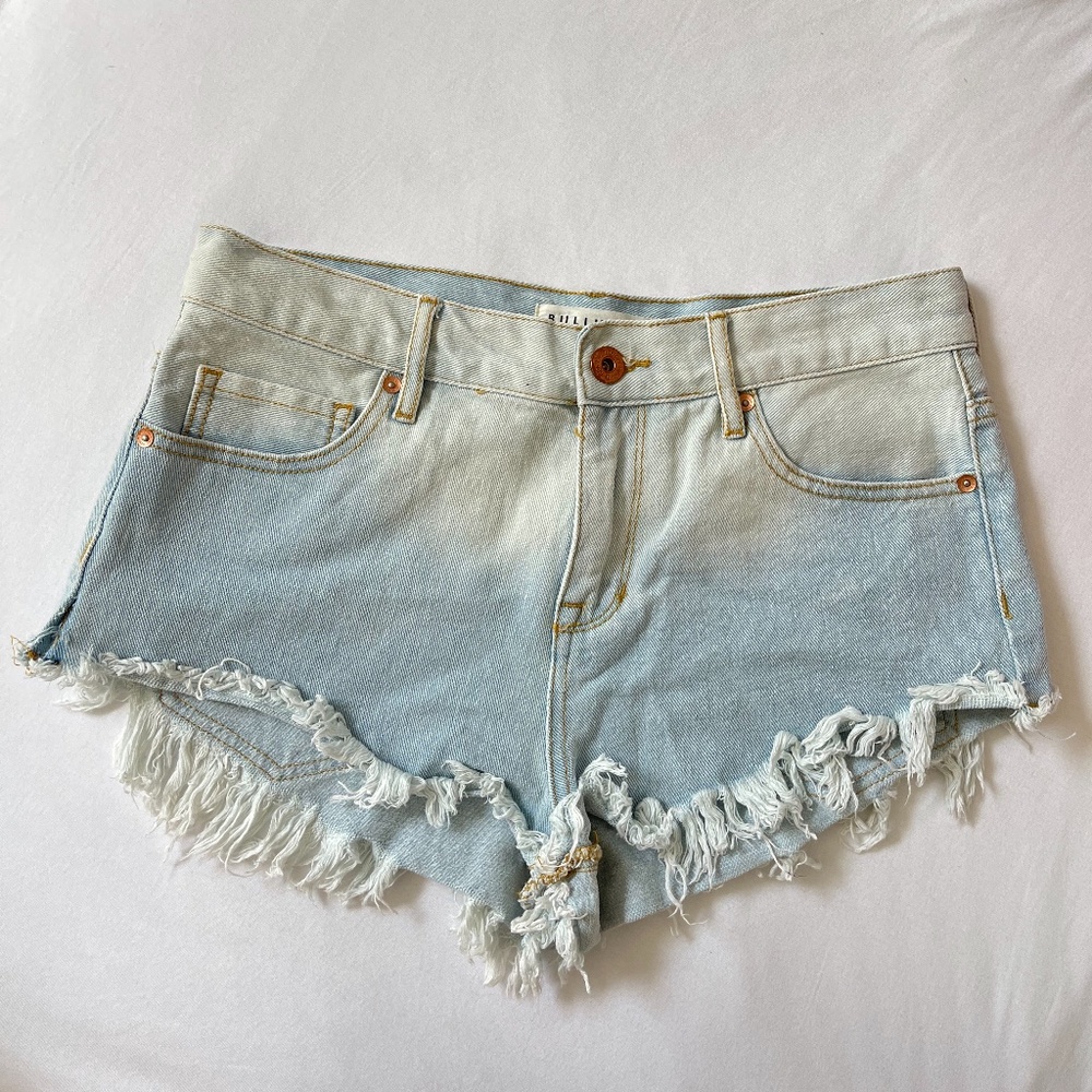 Light Wash Ombre Distressed Denim Shorts Pacsun
